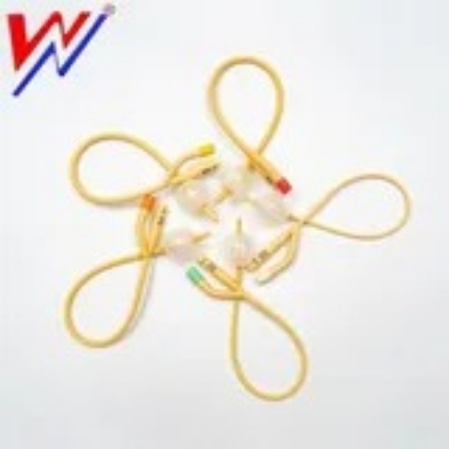 Latex Urinary Foley Catheters With Ballon - Silicon Material, Yellow Color, Dual Lumen | Flexible Shaft, Sterile Packed, Leak Resistant, Single Use