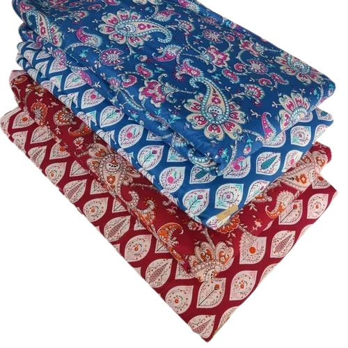 Multicolor Cotton Flower Printed Fabric - 44 Inch Width, Medium Weight, 100-150 GSM, Machine Wash, Shrink-Resistant Fine Finish