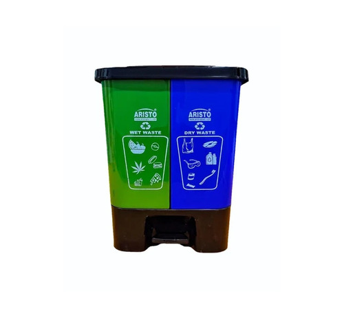 Plastic Duo Dustbin 25 LTR - Plastic, 25 LTR, Multicolor | Foot Pedal, Suitable for Hotels and Hospitals