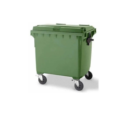Plastic Wheeled Dustbin 660 Ltrs - Plastic, 660 Ltr, Green, Rectangular Shape, Lid | Outdoor Use