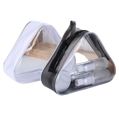 Transparent PVC Storage Bag - 2 Kg Capacity Multicolor Glossy Finish Zipper Closure Hand Length Handles Water Resistant Eco Friendly