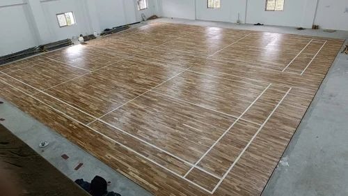 Wooden Badminton Flooring Services - Color: Brown