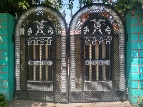 10 Mm Mild Steel Swing Gate - Steel Material, Customized Size, Silver Color | Rust Proof, Durable, Rectangular Frame, Hand Made
