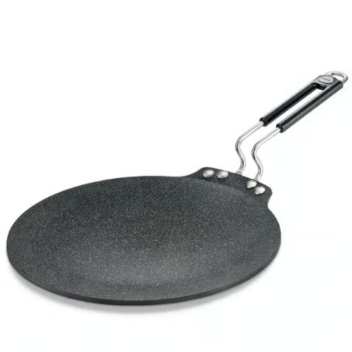 Dosa Tawa - Cast Iron, Black | Even Heat Distribution, Non Stick Surface, Heat Resistant Handle