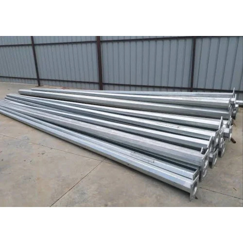 Gi Octagonal Pole - GI Material, Silver Color, Foundation Bolts Mounting, Single Door, 47 m/s Wind Speed | Rust Free, Outdoor Use