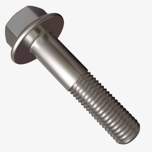 Hex Flange Bolt - A Grade Silver Polished, Hexagon Head, Standard Size, Industrial Use