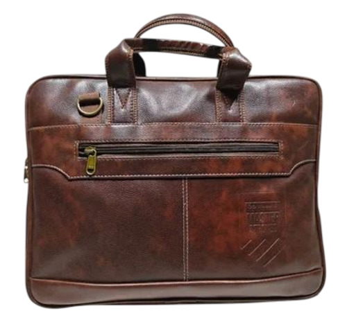 Leather Laptop Bag - Leather, Customized Size, Brown, Polished Finish | Zipper Closure, Soft Texture, 3 Compartments, Water Resistant, Shoulder Style