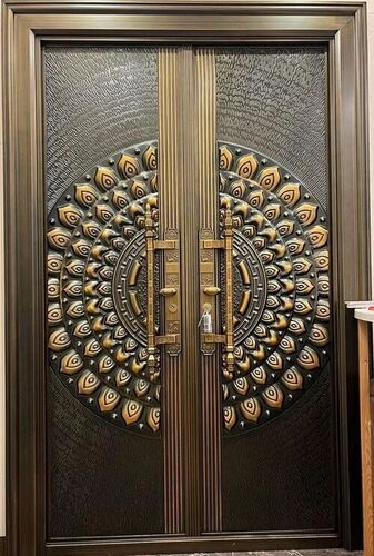 Luxury Villa Mild Steel Doors - Steel Standard Size Black Swing Entry Door | Exterior Rust Proof Durable Finished Surface