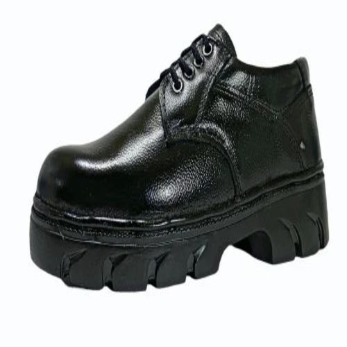 Men High Heel Safety Shoes - Leather, PVC Insole, Black, Lace Up | Oil Resistant, Slip Resistant Outsole