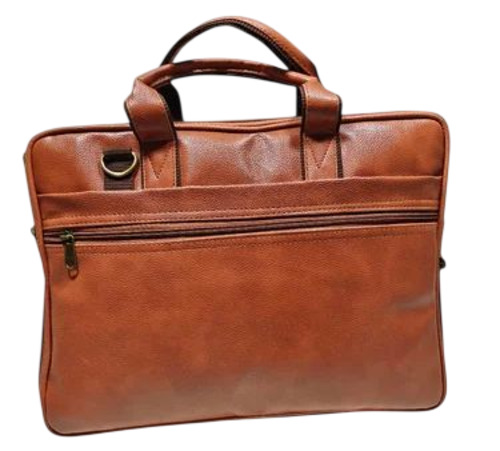 Mens Leather Executive Bag - Leather, Customized Size, Brown | Zipper Closure, Polished Finish, Water Resistant, Soft Texture, Durable Comfort