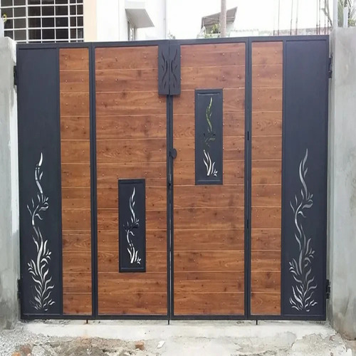 Mild Steel Hpl Gate - Steel, Customized Size, Brown | Rust Proof, Durable, Swing Rectangular Frame, Hand Made