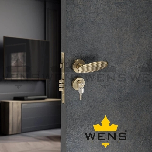 Mortise Door Lock Set - Satin Finish Dark Gray, Durable Mechanism, Key Locking, Corrosion Resistant