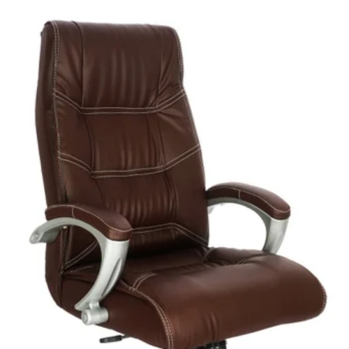 Office Chair - Leather, Brown | Ergonomic Design, Adjustable Height, Lumbar Support, Swivel, Breathable Fabric