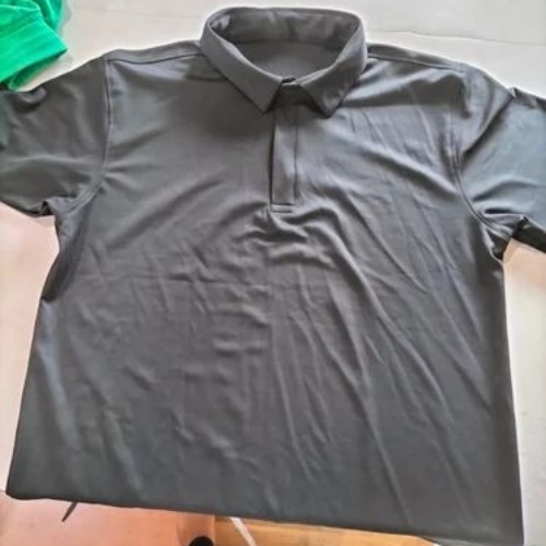 Plain men grey cotton polo neck T shirt