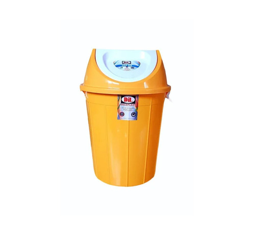 Plastic Round Swing Lid Dustbin 80 Ltr - Plastic, 80 Ltr, Yellow, Open Top, Polished Finish, With Handle