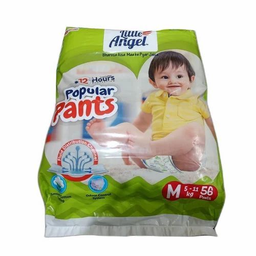 Popular Medium Pants Diaper - Cotton Small White, 56 Pieces | Ultra Soft, Lightweight, Breathable, 12 Hours Absorption