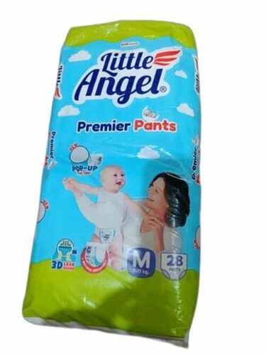 Premier Quality Medium Pants Diaper - Cotton, Medium, White | Ultra Soft, Lightweight, 12 Hours Absorption, Pack of 28