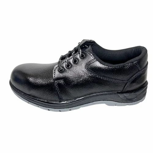 Steel Toe Safety Shoes - Leather, All Sizes, Black | Lace Up, Oil Resistant, Slip Resistant PVC Outsole