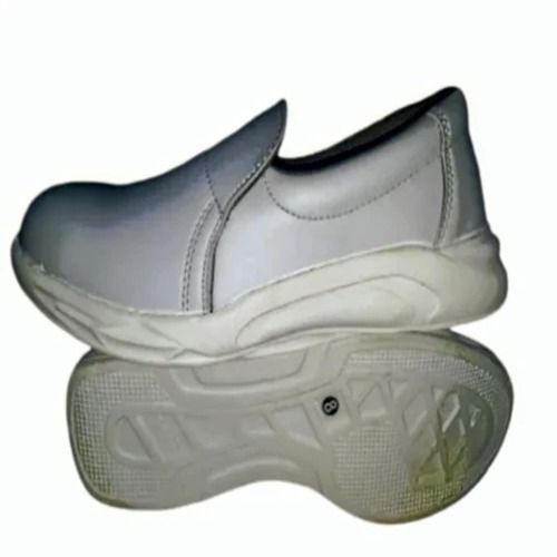 White Leather Safety Shoes - Leather, PVC Insole, White, Low Ankle | Lace Up, Oil Resistant, Slip Resistant
