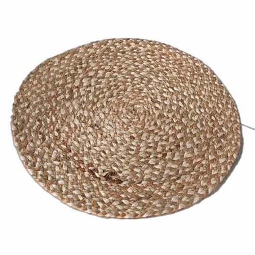 15 Inch Round Jute Mat - Brown, 2mm Thick | Anti Slip, Bacteria Resistant, Machine Washable
