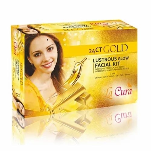 24 CT Gold Lustrous Glow Facial Kit - Packed in Carton Boxes, Store in Cool Dry Place | Instant Glow, Skin Brightening, Tan Removing
