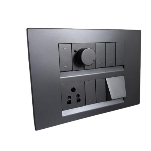Black Electrical Switch Board - Polished Corrosion Resistant, Electric, Wall Mounted, 220V, Matte Black | Home, Hotels Use