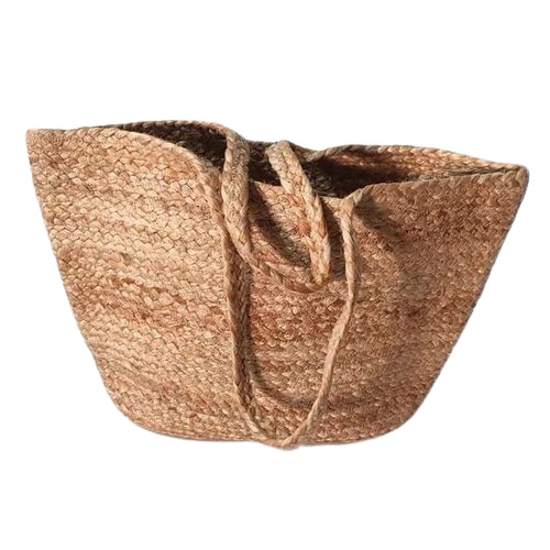 Brown Open Jute Hand Bag - 25x30 Inch, Braided Pattern, Short Handle | Durable, Fine Finished, Eco-Friendly