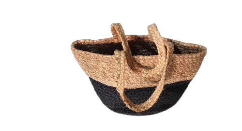 Eco Friendly Shopping Jute Handbag - 10x8 Inch, Brown and Black, Braided Pattern | Handmade, Durable, Fine Finished