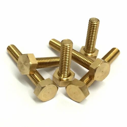 Good Quality Brass Hex Bolt - Brass, Standard Size, Golden | Corrosion Protection, Durable, Long Lasting