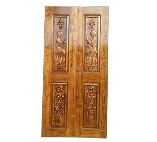 Polished Brown Wooden Entrance Door - 6x3.5 Feet, 30mm Thick Rectangular | Interior Residential Finished Door