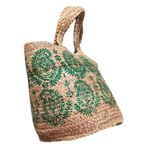 Printed Jute Shopping Handbag - Color: Multi Color