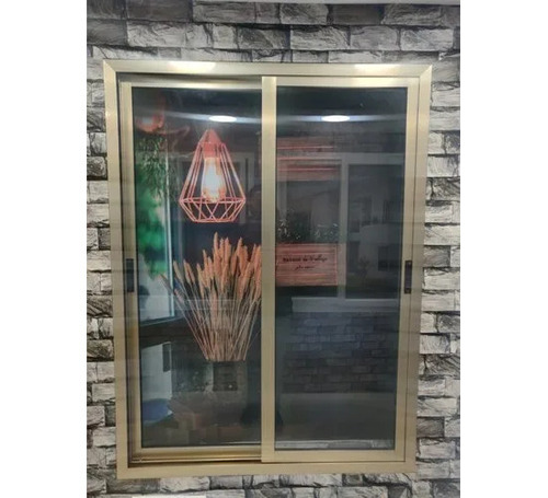 Rectangular Aluminium Sliding Windows - 35mm Profile, 2 Track, 5-10mm Glass, Golden/Silver | Anti Corrosion, Residential Use