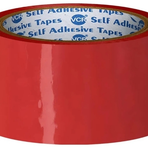 Red Color Coloured Tape - Single Side Adhesive, Light-Medium Load, Tear Resistant, Flexible Design, Bright Visibility