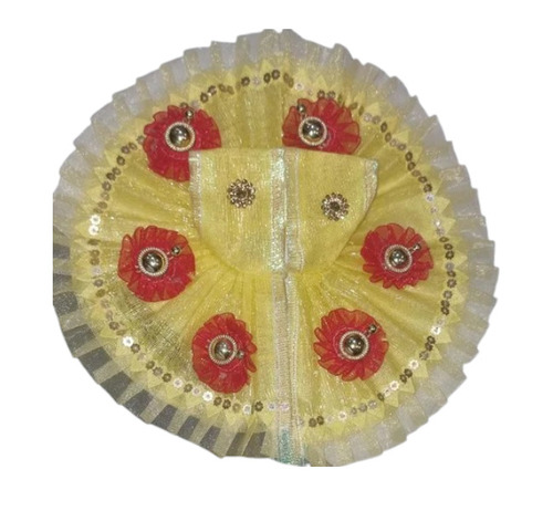 2.5 Inch Laddu Gopal Dress - Silk, Yellow & Red, 45g | Lightweight, Easy to Clean, Elegant Religious Style