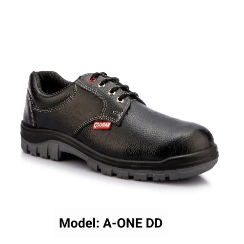 Aone Leather Safety Shoes - Leather, Black, Steel Toe, Heat Resistant, Puncture Proof | Durable, Comfortable Fit, Shock Absorption, Mens