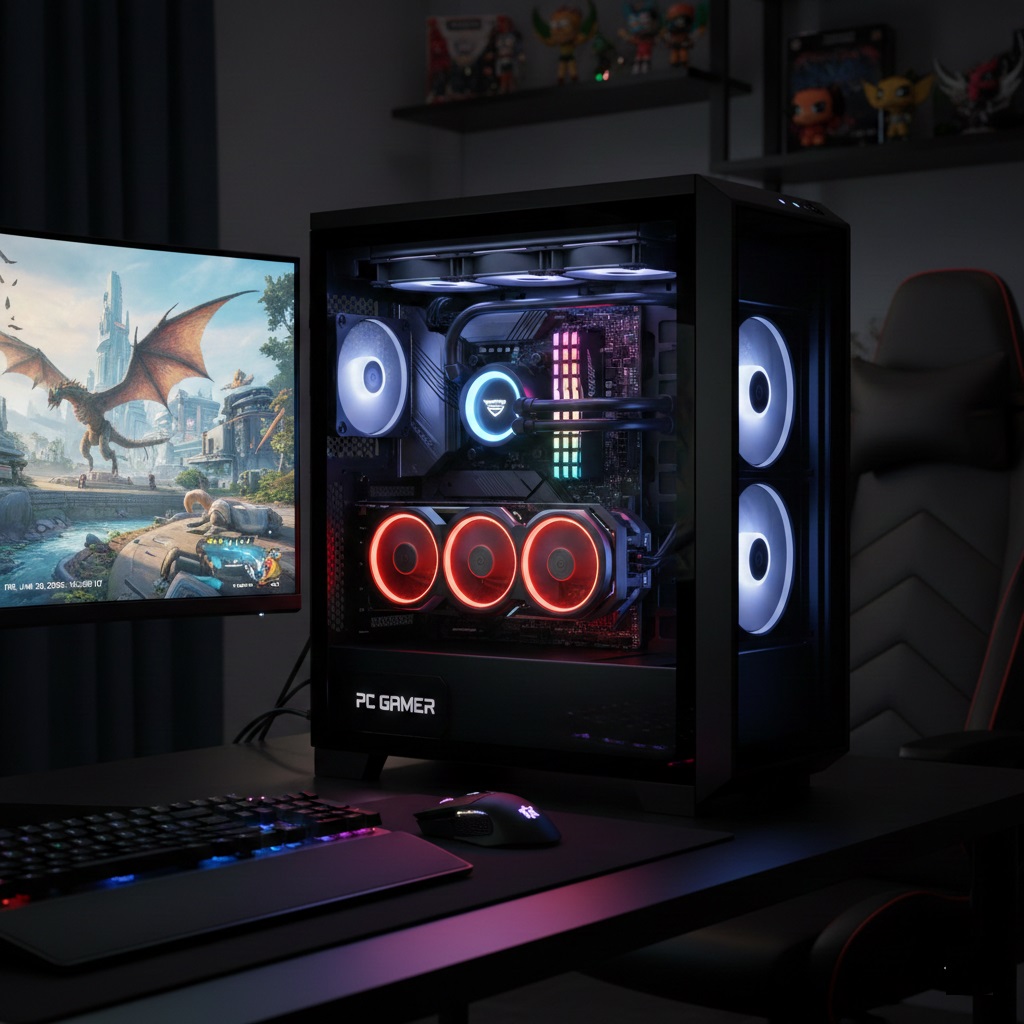 Assembled Gaming PC - Black Plastic Metal | Intel i5 12400F 32GB RAM RX580 8GB 512GB NVMe SSD RGB Keyboard 3 Years Warranty