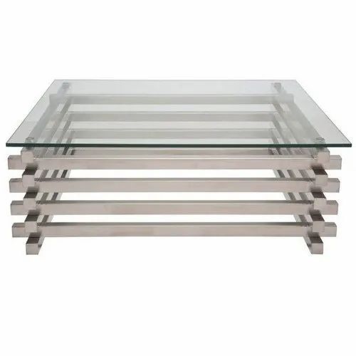 Colour Coated Office Ss Table - Glass Steel, Standard Size, Silver | Durable, Eco-Friendly, Stylist