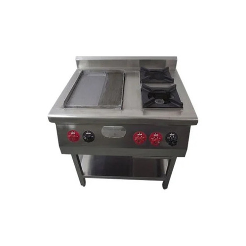 LPG Griddle Two Burner Range - Stainless Steel, 36x30x34 Inch, Silver | Rust Free, Corrosion Resistant, Manual Operation