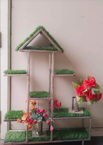 Modern Flower Pot Stands - Steel Silver Rectangular | Polished Surface Stylish Long Lasting