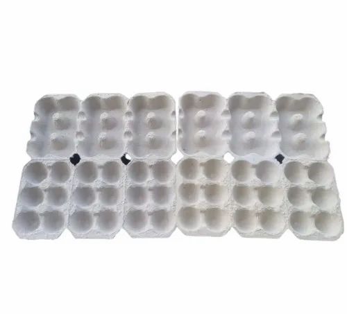 Recycle Paper Egg Tray - 4mm Paper, Rectangular, White | Eco-Friendly, Lightweight, Heat Resistant, Plain Pattern