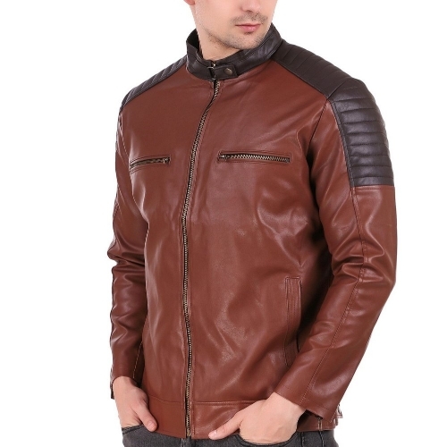 Solid Mens Leather Jacket
