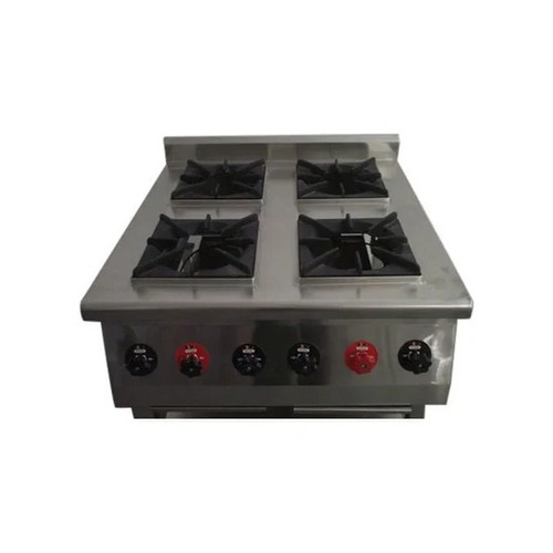 Stainless Steel Four Burner Continental Cooking Range - 30x30x34 Inch, Silver, LPG Gas, Rust Free