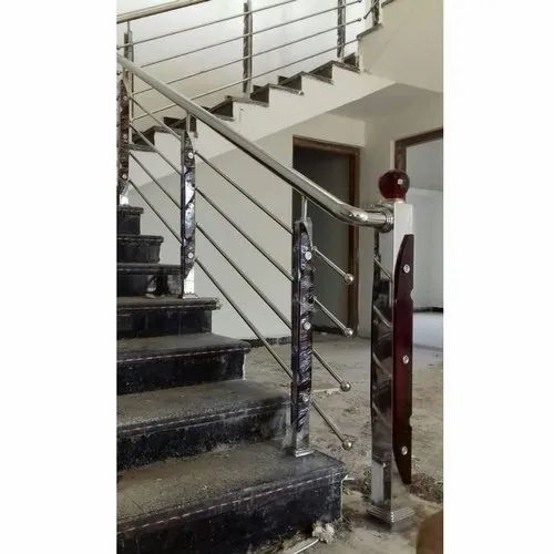 Stainless Steel Polished Staircase Railing - Stainless Steel, Customized Size, Silver | Rust Proof, Anti Corrosion, Eco Friendly, Stylish