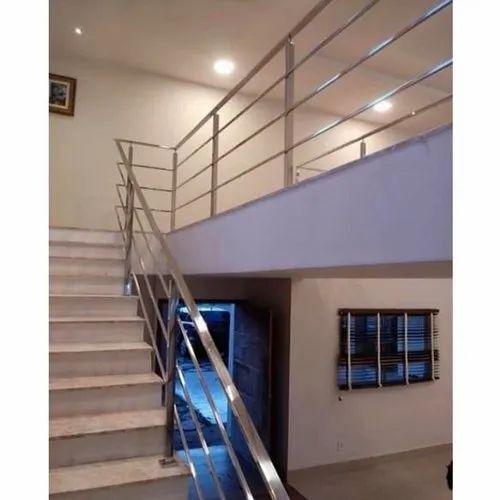 Stainless Steel Residential Staircase Railing - Stainless Steel, Customized Size, Silver | Rust Proof, Anti Corrosion, Eco Friendly