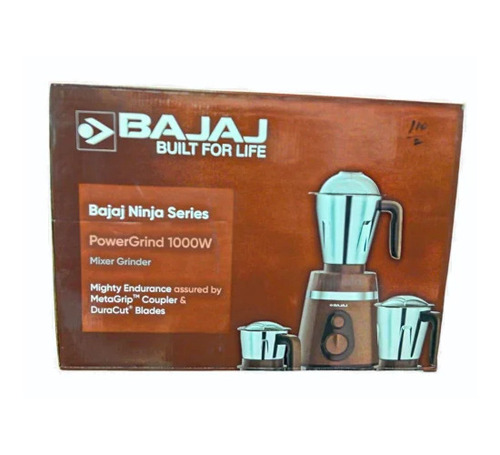 1000W Bajaj Mixer Grinder - Metal & Plastic, Brown Silver, 1.7L, 18000 RPM | 3 Jars, 3 Speed Control, Wet & Dry Grinding