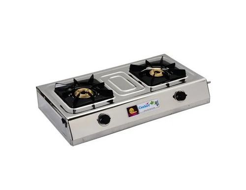 2 Burner SS LPG Gas Stove - Stainless Steel, Rectangular | Easy to Use, Easy to Clean