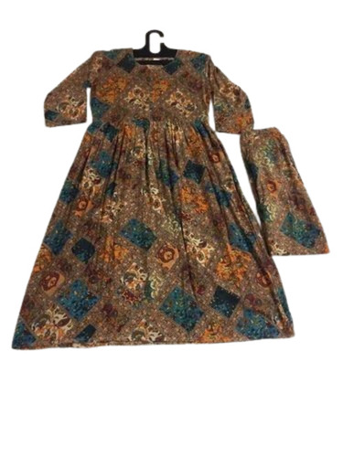 3/4th Sleeve Rayon Printed Kurti