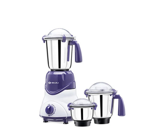 Bajaj Trio Mixer Grinder - ABS Body, 1.5 Litre, White Blue, 600W, 3 Jars, 3 Speed Control
