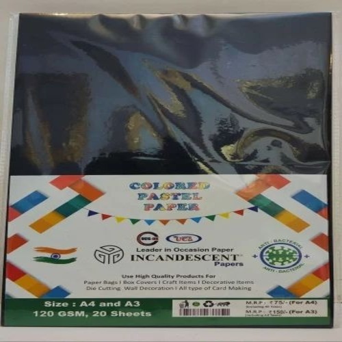 Black Color Pastel Paper - Paper, A4 Size, Multicolor | Eco Friendly, Color Pastel Paper, School Use