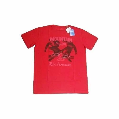 Boys Half Sleeves T-Shirt - Cotton, Sizes S-XXL, Red | O-Neck, Printed, Quick Dry, Comfortable Fit